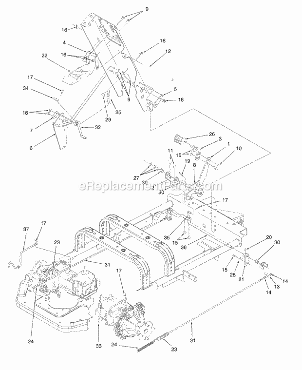 Parking Brake And Linkage Diagram and Parts List for Z42 53AC305G100 Cub Cadet Lawn Mower